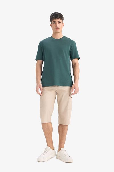 DeFacto E5363 Beige 100% Cotton Regular Fit Capri