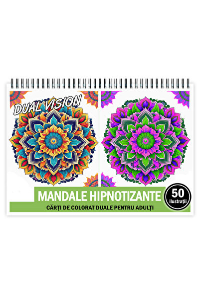 Legendary Gifts Carte de colorat Dual Vision, 50x2 ilustratii cu Mandale Hipn...