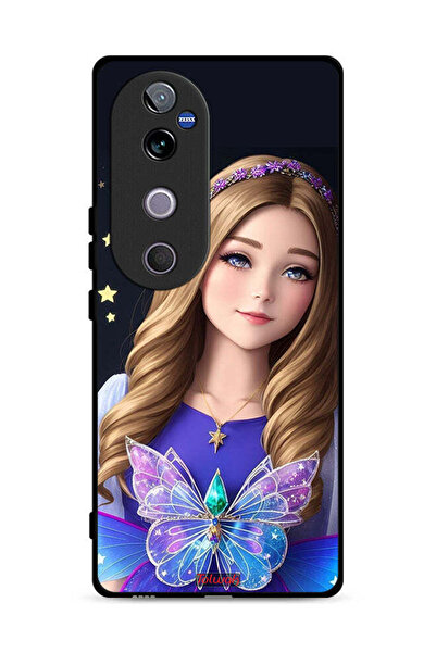 Tolwak غطاء حماية لهاتف Vivo V40 5G بتصميم فتاة فراشة لطيفة