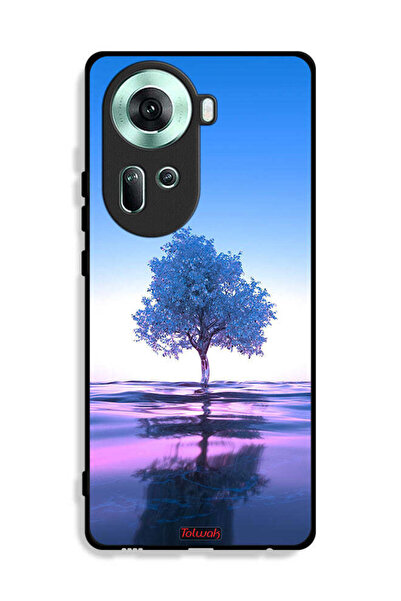 Tolwak غطاء حماية لهاتف Oppo Reno11 5G بتصميم شجرة نيون وانعكاس مائي فني رقمي