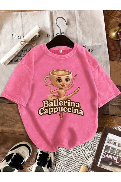 Touz Moda Πλυμένο μπλουζάκι Ballerina Cappucino Oversize Vintage