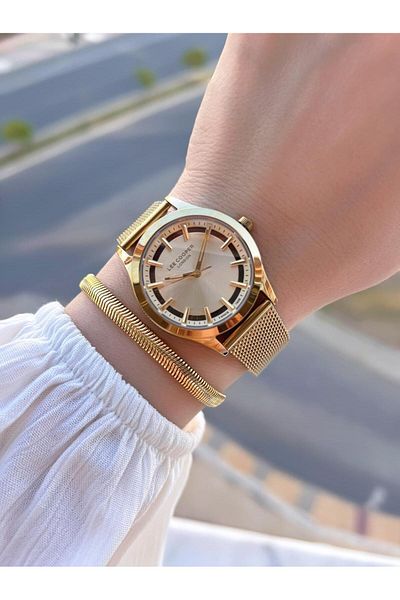 Lee Cooper Women's Wristwatch with Straw Steel Cord 3 Atm Water Resistant 2 Years Warranty Blc08156.110