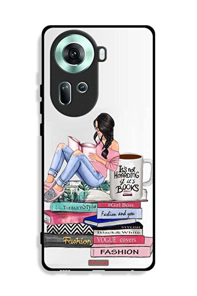 Tolwak غطاء حماية لهاتف Oppo Reno11 5G، تصميم فتاة وكتب أزياء فنية