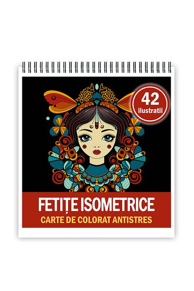 Legendary Gifts Mini coloring book for relaxation and anti-stress, 42 illustrations of isometric girls, 90 pages