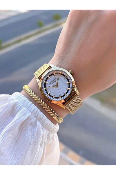 Lee Cooper Women's Wristwatch with Straw Steel Cord 3 Atm Water Resistant 2 Years Guarantee Blc08156.120