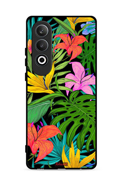 Tolwak غطاء حماية لهاتف OnePlus Nord CE4 5G بنقشة زهور استوائية وأوراق شجر