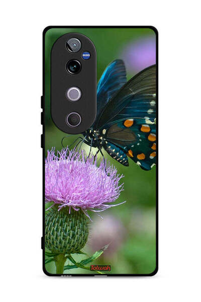 Tolwak غطاء حماية لهاتف Vivo V40 5G بتصميم فراشة تجلس على زهرة