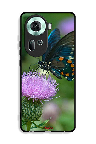 Tolwak غطاء حماية لهاتف Oppo Reno11 5G بتصميم فراشة على زهرة