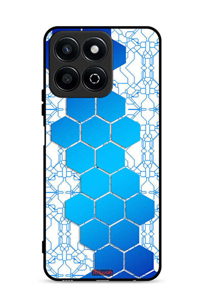 Tolwak غطاء حماية لهاتف Honor X7c 4G بنمط شبكة أيقونات سداسية الشكل