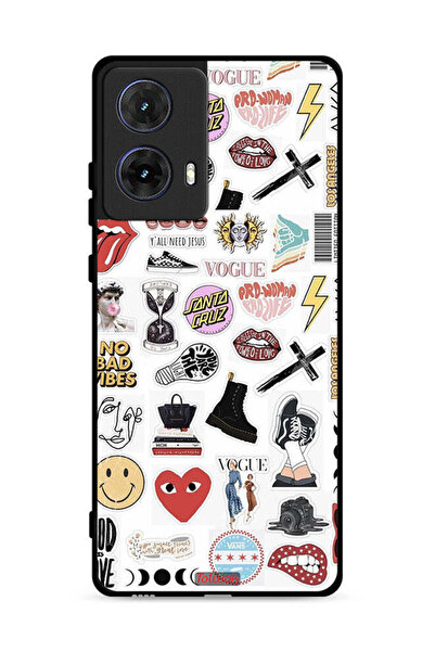 Tolwak Motorola Moto G85 5G Protective Case Cover No Bad Vibes Stickers