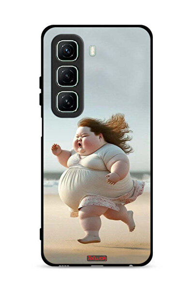 Tolwak غطاء حماية لهاتف Infinix Hot 50 5G بتصميم فتاة سمينة تركض