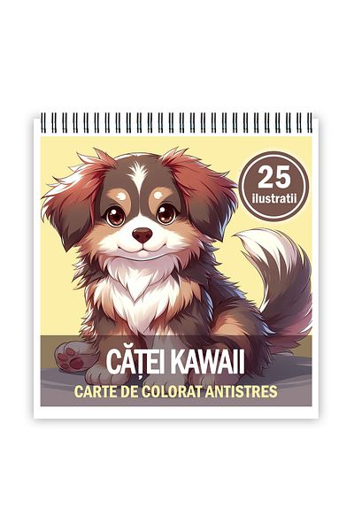 Legendary Gifts Mini coloring book for relaxation and anti-stress, 25 Kawaii Cat illustrations, 56 pages