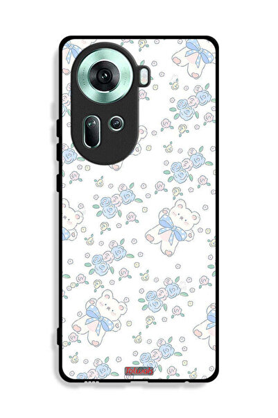 Tolwak غطاء حماية لهاتف Oppo Reno11 5G برسومات دب تيدي لطيف وزهور