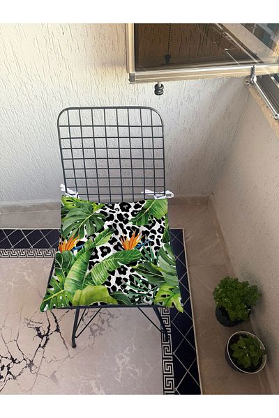 yok yok evim eve dair her şey 9 Puntal Tropical Patterned Fluffy Living Room Balcony Garden Kitchen Chair Cushion
