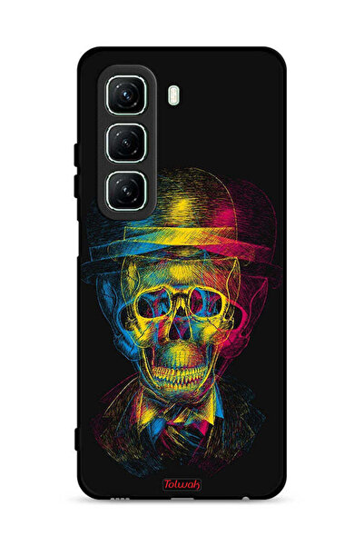 Tolwak غطاء حماية لهاتف Infinix Hot 50 5G بتصميم جمجمة وقبعة ملونة وفن خيالي
