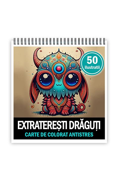 Legendary Gifts Mini coloring book for relaxation and anti-stress, 50 Cute Aliens illustrations, 106 pages