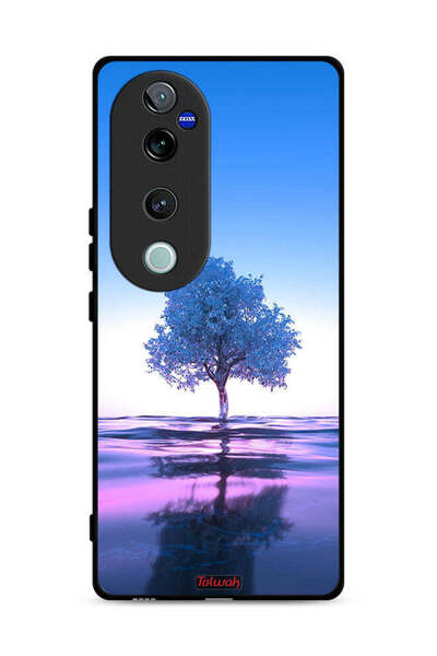 Tolwak غطاء حماية لهاتف Vivo V40 Pro 5G بتصميم شجرة نيون وانعكاس مائي فني رقمي