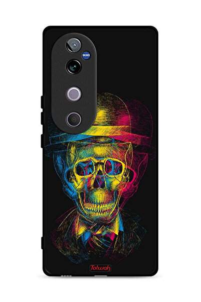 Tolwak غطاء حماية لهاتف Vivo V40 5G بتصميم جمجمة وقبعة ملونة وفن خيالي