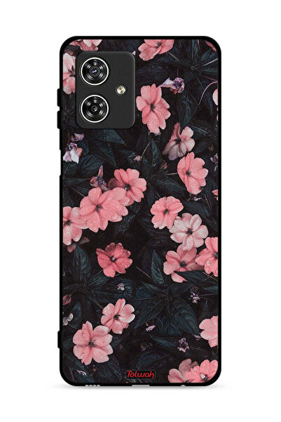 Tolwak غطاء حماية لهاتف موتورولا موتو جي 54 5G - لون الخوخ والورود الصغيرة