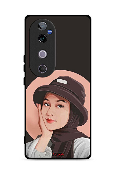Tolwak غطاء حماية لهاتف Vivo V40 5G برسومات فنية لفتاة قبعة لطيفة