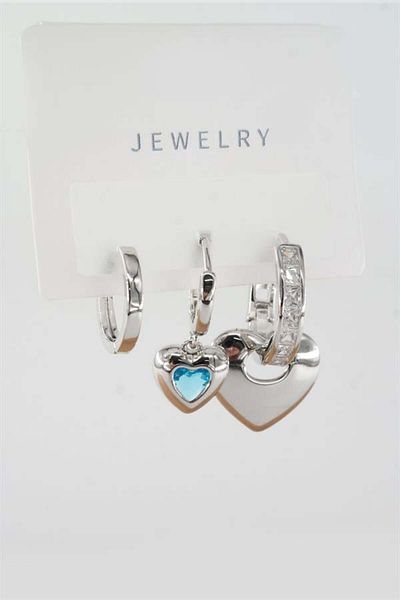 By Zeyna Aksesuar Women's Vip Series Baguette Zircon Stone Mixed Figure 3-Piece Earrings Zrk00545