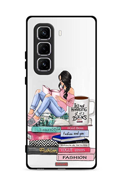 Tolwak غطاء حماية لهاتف Infinix Hot 50 Pro Plus 4G بتصميم فتاة وكتب أزياء فنية