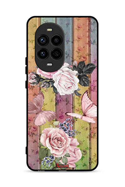 Tolwak Huawei nova 13 Pro 5G Protective Case Cover Peach Butterflies And Roses