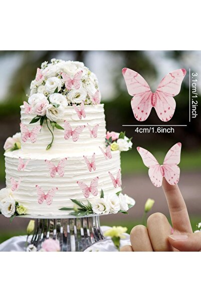 hediyehobihersey Glütensiz Hazır Kesilmiş Kelebekler Şekerli Kağıda Baskı Yen...