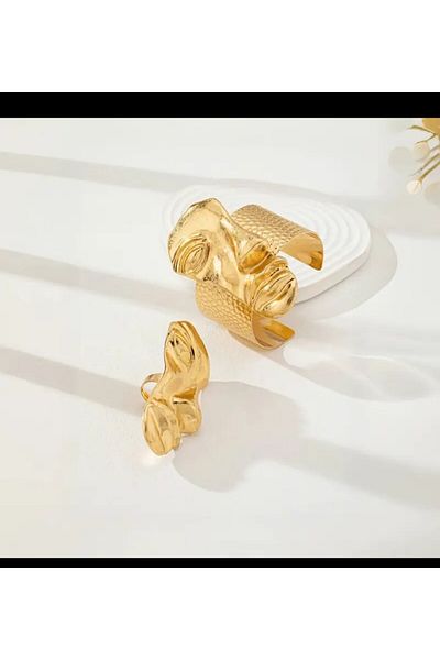 Enanice Face Mask Design Bracelet Ring Set