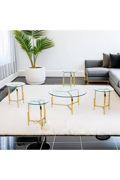 DEC4 Steel and glass serving table set