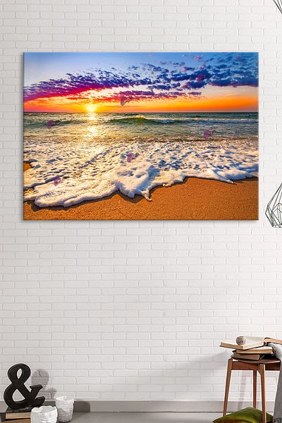 Morfil Sanat Atölyesi Plaja Marea Apus de soare Peisaj Modern Canvas Art Print