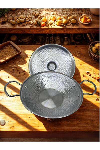 ŞEHZADEMUTFAK 24cm Çaplı kavurma tavası alüminyum el işlemeli kapaklı Saç Tavası