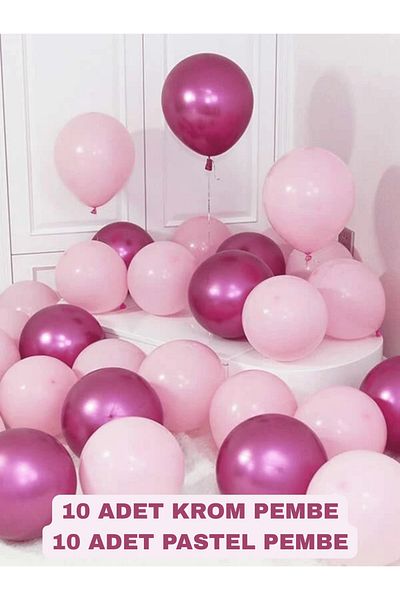 Mielibon Romantic Pink Balloon Set – 12 Inch 20-Piece Chrome and Pastel Pink Balloon