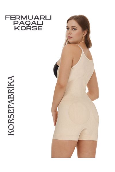 KORSEFABRİKA Short Leg Underbust Slimming and Tightening Badi Corset with Agraft and Zipper