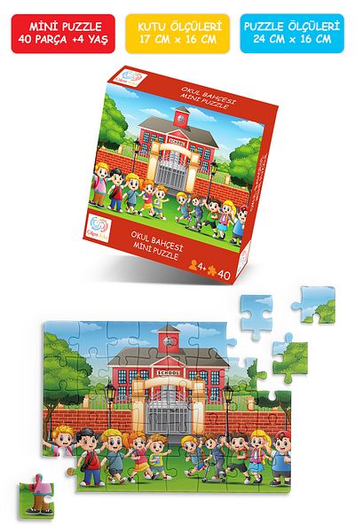 Çılgın Zeka School Garden Mini Puzzle 40 Pieces 3-7 Years Old Children's Puzzle Jigsaw Puzzle