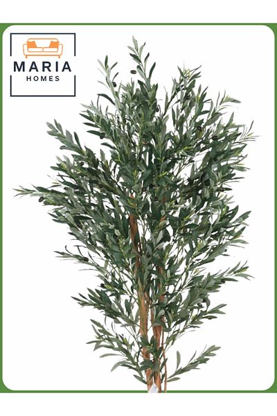 MARIA HOMES Artificial Olive Tree 195 cm – Tall Indoor Decorative Plant with Brown Pot