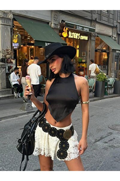 cuteliay butik Dantel Katlı Mini Etek