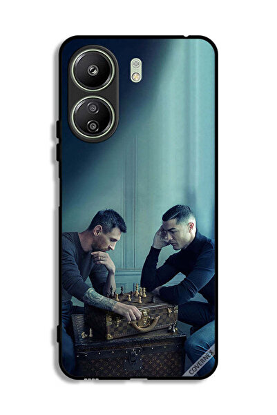 Covernex غطاء حماية لهاتف شاومي ريدمي 13 سي بطبعة ميسي ضد رونالدو يلعبان الشطرنج
