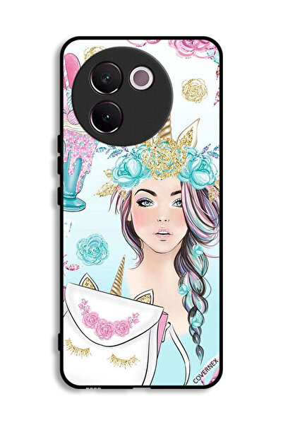 Covernex غطاء حماية لهاتف Vivo V30e 5G مزين برسومات رموش على الحقيبة وفتاة وح...