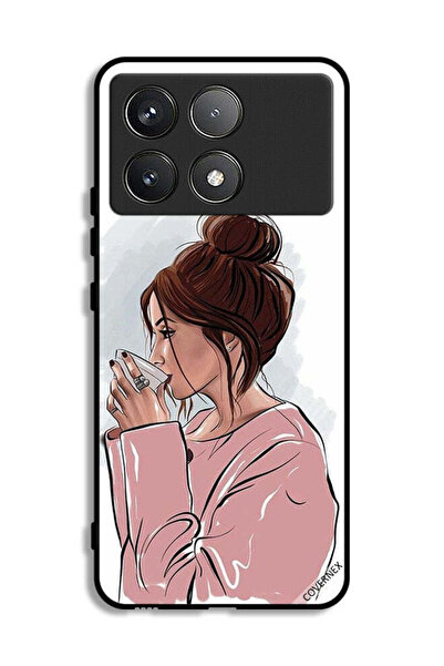 Covernex Xiaomi Poco F6 Pro Protective Case Cover Girl Drinking Tea Art