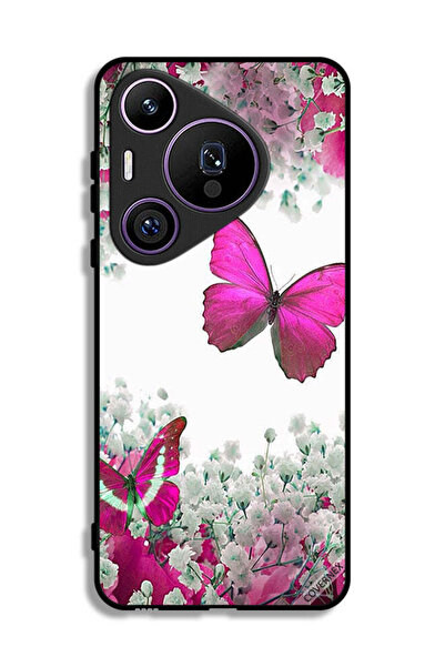 Covernex غطاء حماية لهاتف هواوي بيورا 70 برو برسومات فراشات جميلة وورود صغيرة
