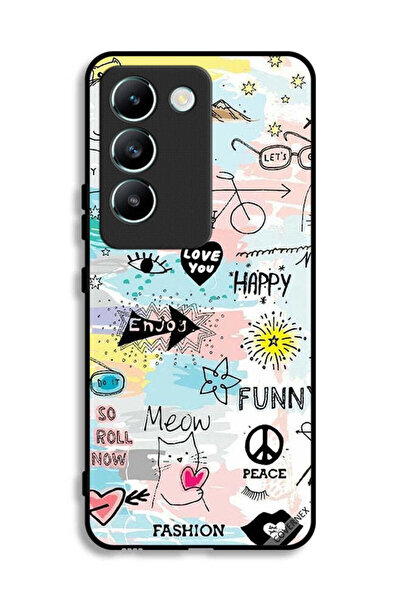 Covernex غطاء حماية لهاتف Vivo V30 Lite 4G بتصميم Doodle Meow Enjoy