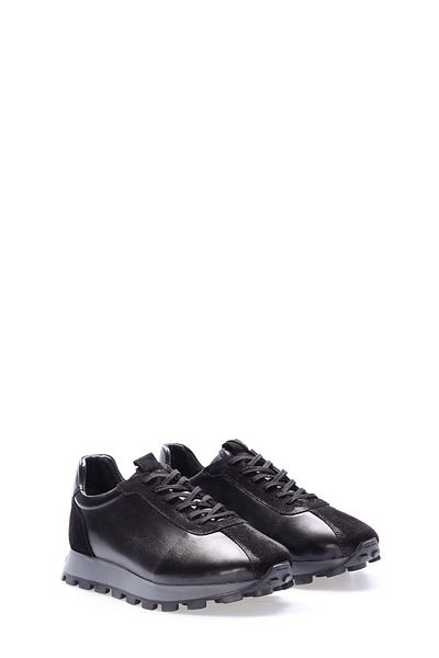 Ayakkabıhane Genuine Leather Inside and Outside Black Men's Sports Sneaker Shoes Ah081541319105