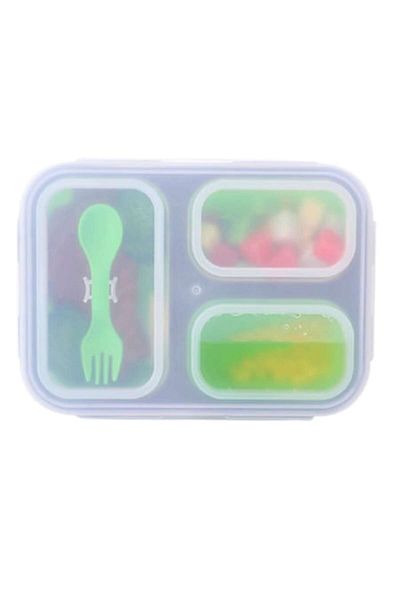 Style4Cosy Foldable Extra-sealing Silicone Lunchbox With Clip&close System, 24 Cm, Green Grass