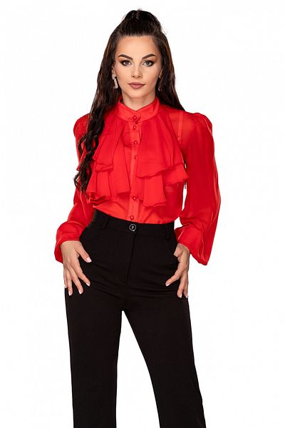 Atmosphere Fashion Elegant red shirt with ruffles
