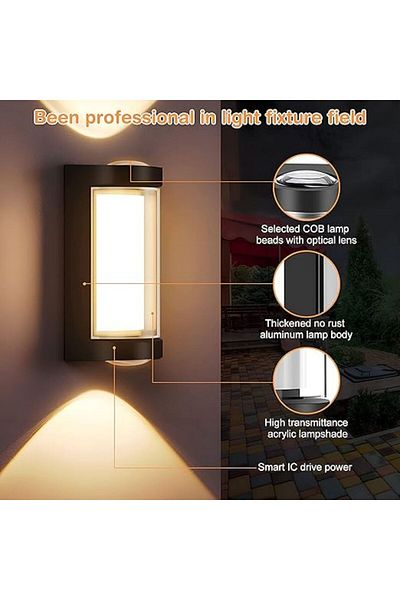 SUNPA LED Wall Light Indoor/Outdoor Warm White 3000K, 25W Modern Up and Down LED IP65 For House