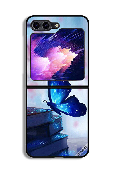 Covernex غطاء حماية لهاتف Samsung Galaxy Z Flip6 بتصميم فراشة جالسة على كتاب