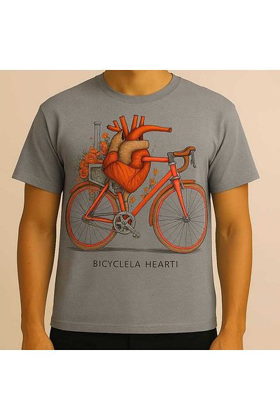 Sende Yakala Bicycle Heart Printed Oversize Thisirt