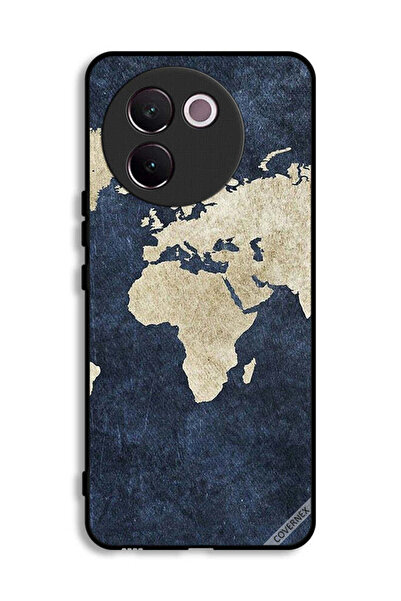 Covernex Vivo V30e 5G Protective Case Cover Map On Jeans Pattern