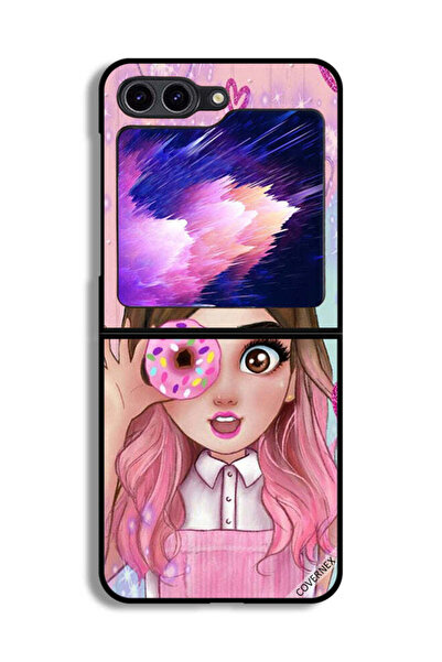 Covernex غطاء حماية لهاتف سامسونج جالاكسي زد فليب 6 بتصميم فتاة محبة للدونات